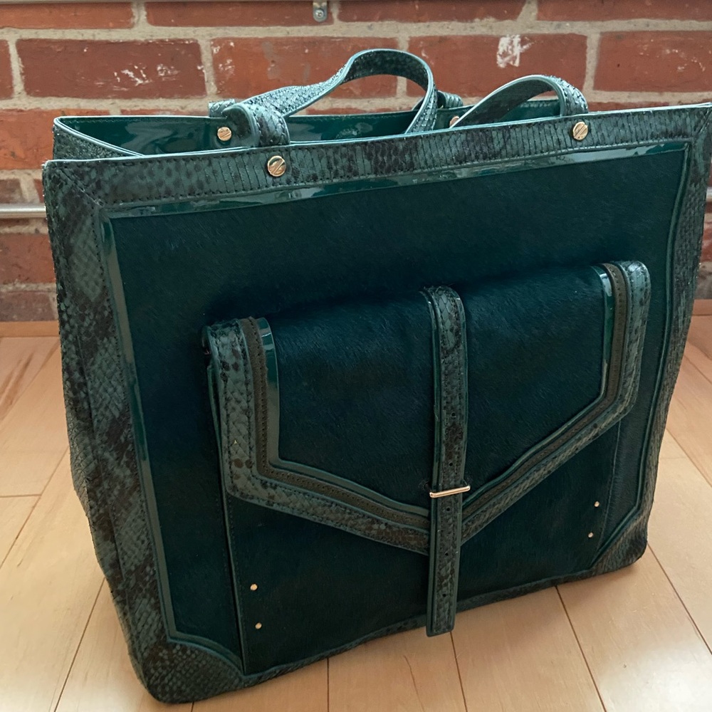 NWOT Tory Burch Green Python and Calf hair 797 TOTE
